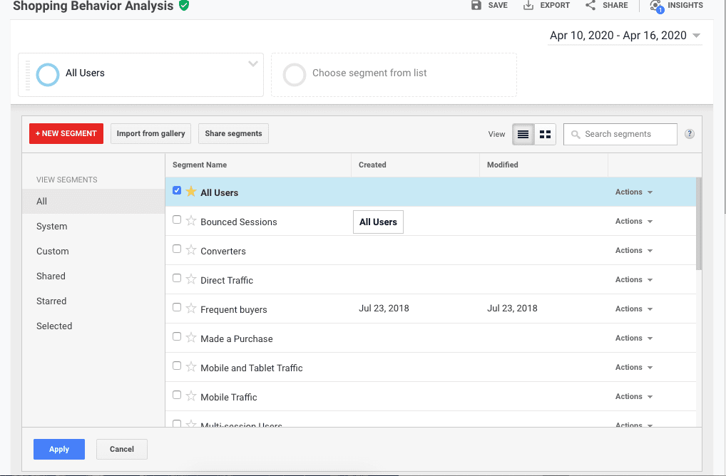 анализ на поведението при пазаруване от инструмента за разширена онлайн търговия | Webselo.com™ – Уебсайтове, онлайн магазини и дигитален маркетинг shopping activity в enhanced ecommerce : създаване на сегменти