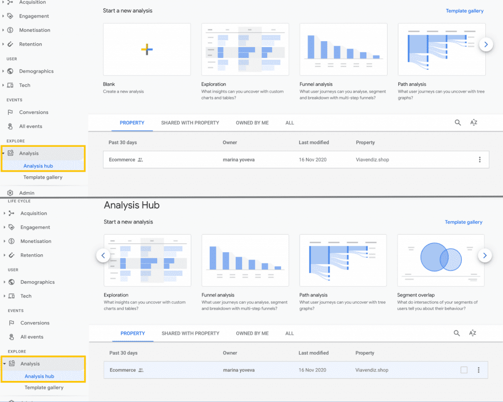 ново меню за анализ на данни от гугъл аналитикс GA4 | Webselo.com™ – Уебсайтове, онлайн магазини и дигитален маркетинг анализ в гугъл аналитикс 4
