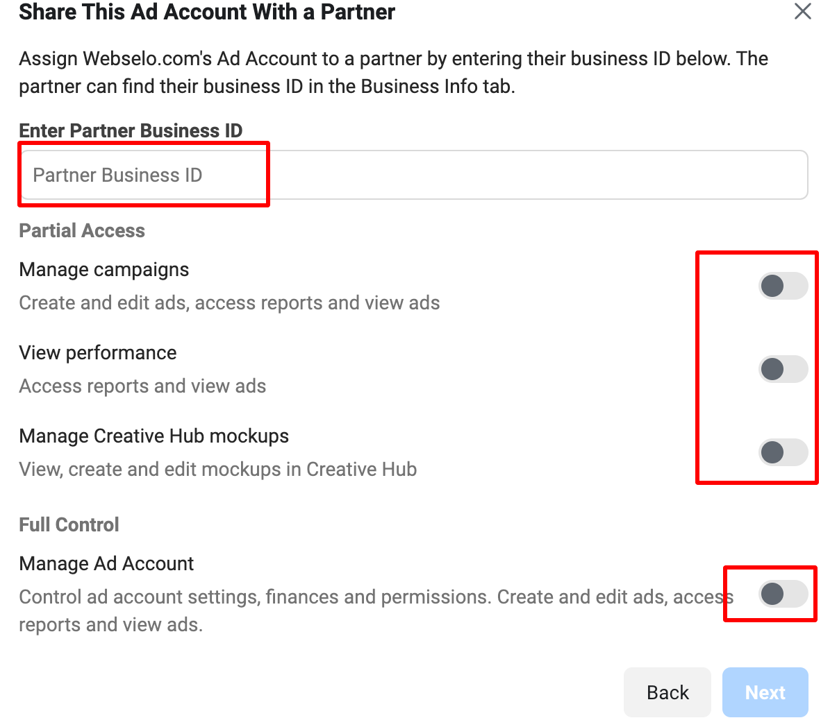 share ad account with a partner | Webselo.com™ – Уебсайтове, онлайн магазини и дигитален маркетинг споделяне на рекламен акаунт във фейсбук с външни лица
