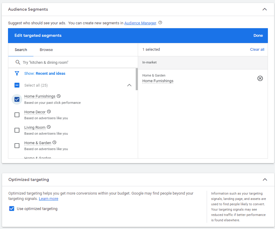 Optimized targeting | Webselo.com™ – Уебсайтове, онлайн магазини и дигитален маркетинг Включване/изключване на Optimized targeting