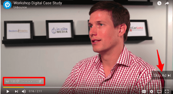 TrueView Instream Ads example - unbounce