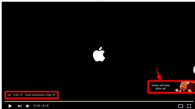 non-skippable video ads on youtube - example - apple