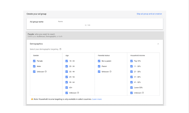 демография google ads