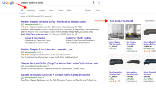 google shopping example