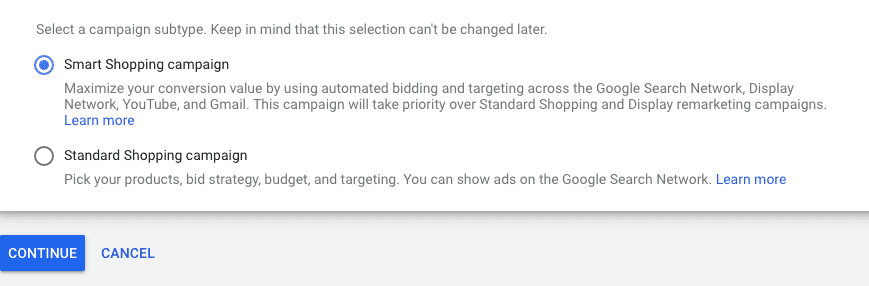 standard shopping campaign