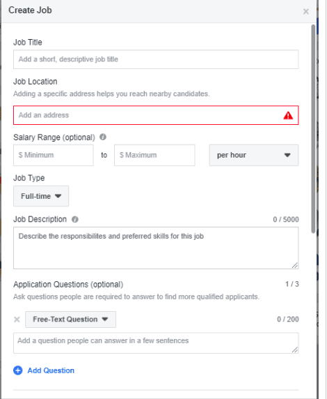 how to create a job posting on facebook