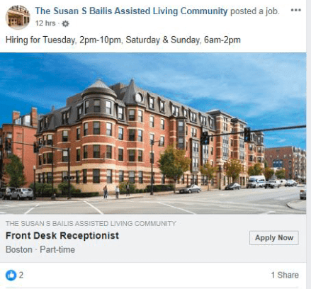 facebook job posting example