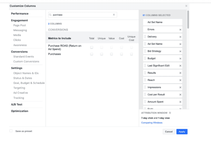 настройка на отчетите във фейсбук