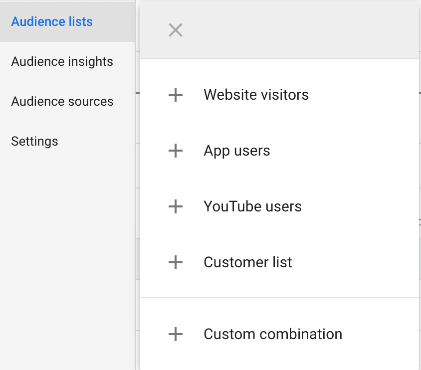списък с аудитории, audience lists google ads