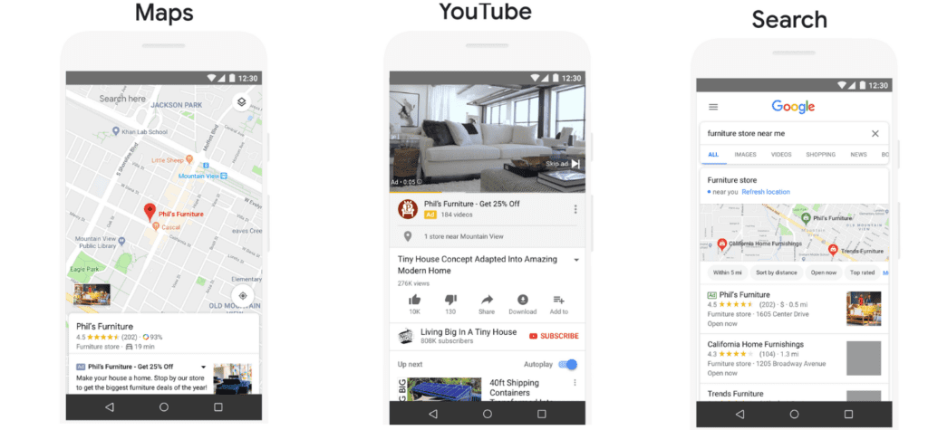 Local ad в Gmail, YouTube и Maps