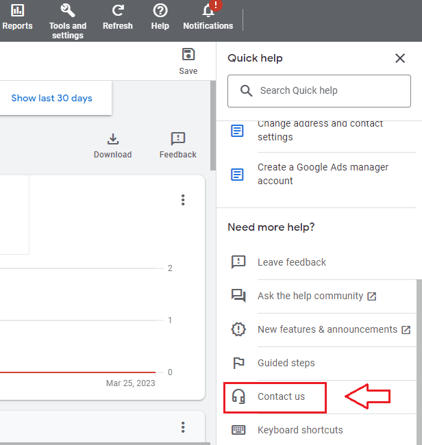 Свързване с Google Support в Google Ads